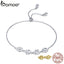 BAMOER New Arrival Genuine 925 Sterling Silver Animal Footprints Chain Bracelets for Women Valentines Day Jewelry Gift SCB096