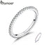 BAMOER Classic 925 Sterling Silver High Quality Circle Clear CZ Geometric Stackable Rings for Women Wedding Jewelry Gift SCR066