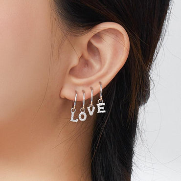 1 piece Simple Ear Hoops with 26 Letters Alphabet Charm for Earrings for Women DIY Jewelry Making Fashion Bijoux SCP035 - BAGREER