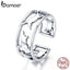 BAMOER Hot Sale 925 Sterling Silver Playing Cat Pussy Cocktail Finger Rings for Women Happy Cat Animal Ring Jewelry Gift SCR473