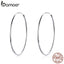 BAMOER 2019 Big Hoop Earrings for Women Sterling Silver 925 Jewelry Female Fashion Woman Earrings 39mm Fine Jewelry SCE598