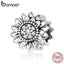 bamoer Sunflower Metal Beads for Women Jewelry Making 925 Sterling Silver Charm fit Original Snake Bracelet or Bangle SCC1507