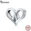 bamoer Heart to Heart Simple Silver 925 Metal Charm for Original Snake Bracelet Sterling Silver Jewelry Accessories SCC1552