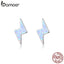 bamoer Flash Lightning Stud Earrings for Women Sterling Silver 925 Fashion Opal Jewelry Pendientes Brincos SCE860