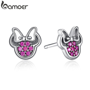 BAMOER Presents 925 Sterling Silver Red  Shape Sparkling Minnie Fashion Jewelry Special Store PAS414