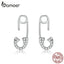 bamoer Silver 925 Love Pin Stud Earrings for Women Clear CZ 925 Sterling Silver Design Luxury Wedding Statement Jewelry BSE284