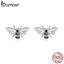 bamoer 100% 925 Sterling Silver Stud Earrings for Women Retro Design Bees Ear Pins Punk Style Silver 925 Fashion Jewelry SCE846