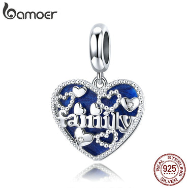 bamoer Silver 925 Vintage Pattern Warm Family Pendant Charm fit Original Bracelet or Necklace DIY Jewelry BSC293