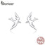 bamoer Spring Swallow Stud Earrings for Women 925 Sterling Silver Jewelry Vivid Flying Bird Earing for Girl 2019 Design BSE302