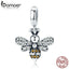 BAMOER Genuine 925 Sterling Silver Crystal Bee Crystal Charm fit Women Charm Bracelets DIY Jewelry Girlfriend Gift SCC821
