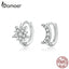 bamoer Silver 925 Jewelry Star and Moon Hoop Earrings for Women Sterling Silver 925 Anti-allergy Fine Jewelry Gifts BSE289