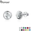 BAMOER Popular 925 Sterling Silver April Birthstone Droplets, Rock Crystal Stud Earrings For Women Fashion Jewelry PAS498