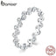 bamoer S925 Sterling Silver AAA Clear CZ Bubble Stackable Finger Rings for Women Engagement Wedding Statement Jewelry BSR123