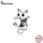 bamoer Authentic 925 Sterling Silver Cute Cat Kitty Animal Beads Charm for Original 3mm Bracelet Bangle Girl Gifts BSC208