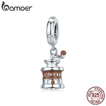 bamoer Pendant Charm for Original Bracelet or Necklace 925 Sterling Silver Enamel Coffee Grinder Design 2020 New Fashion BSC170