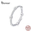 bamoer Square Geometric Stackable Finger Rings for Women Clear CZ 925 Sterling Silver Engagement Statement Jewelry SCR551