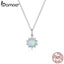 bamoer Authentic 925 Sterling Silver White Opal Sun Pendant Necklace for Women Chain Link Necklaces Silver 925 Jewelry SCN399