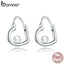 bamoer Sterling Silver 925 Jewelry Cherished Heart silver Stud Earrings for Women Fine Jewelry  Brincos Brincos earring SCE939