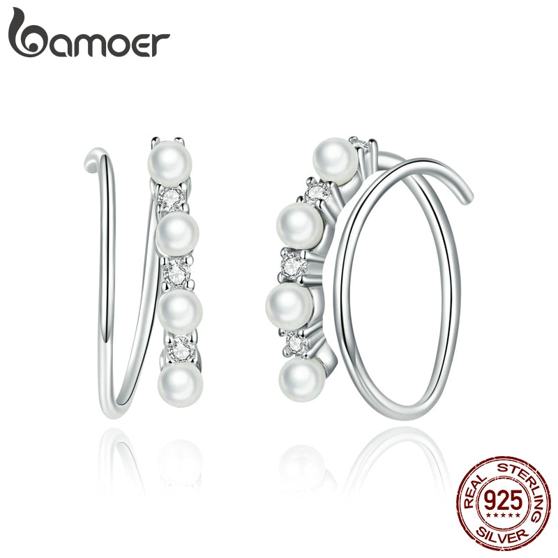 bamoer Simple Geometry CZ platinum Stud Earrings for Women 925 Sterling Silver Ear Pins Jewelry 2020  New Design Brincos SCE932