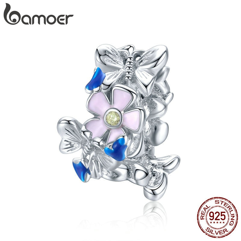 bamoer 925 Sterling Silver Colorful Garden Metal Beads for Women Jewelry Making Silver Charm for Original Bracelet Luxury BSC288