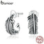 bamoer 925 Sterling Silver Jewelry Dazzling Light Feather Stud Earrings for Women Girls Gift Statement Jewelry earring SCE923