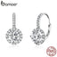 BAMOER Authentic 925 Sterling Silver Dazzling Cubic Zircon Round Zircon Drop Earrings for Women Wedding Silver Jewelry SCE508