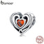 bamoer Genuine 925 Sterling Silver Openwork Red Heart Charm for Original Charms Bracelet Women Jewelry Making SCC1472