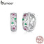 bamoer Genuine 925 Sterling Silver Spring Flower Hoop Earrings for Women Wedding Engagement Statement Fine Jewelry BSE403