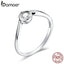 bamoer Genuine 925 Sterling Silver Mobius Ring Finger Rings for Women Wedding Band Engagement Statement Jewelry Anel SCR662