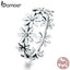 bamoer 925 Sterling Silver Little Daisy Finger Rings for Women Vintage Retro Stackable Rings Band Silver Fine Jewelry SCR670