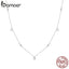 bamoer Sterling Silver 925  Pendant Necklace for Women Chain Plated platinum CZ Simple Heart-shaped Necklace Jewelry SCN417