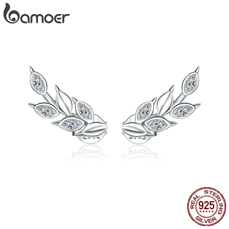 bamoer Geometry Stud Shining Wheat Ears Earrings for Women 925 Sterling Silver Ear Pins Jewelry 2020  New Design Brincos BSE415