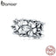 bamoer Metal Flower Beads for Women 925 Sterling Silver Charm fit Original Snake Bracelet DIY Bracelet Bangle Jewelry SCC1488