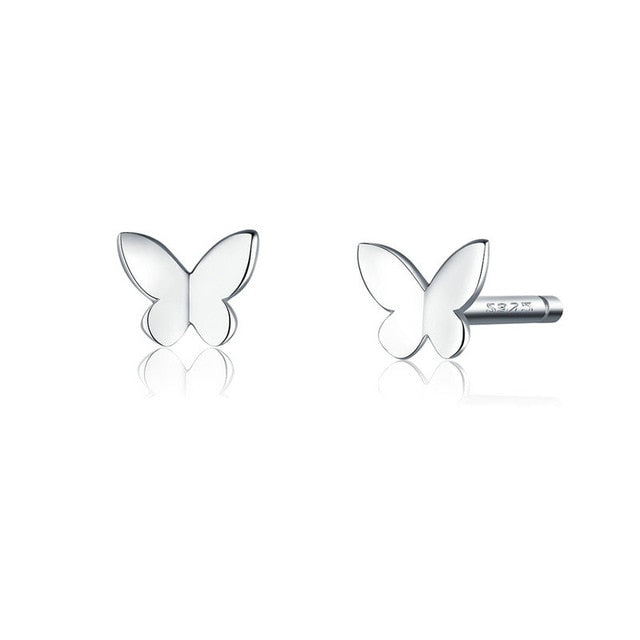 BAMOER 100% 925 Sterling Silver Petite Plain Hearts Stud Earrings for Women Silver Small Earrings Fine Jewelry brincos PAS441
