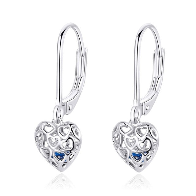 bamoer Authentic 925 Sterling Silver Blue Dream Earrings for Women Korean Style Fine Jewelry Moda Bijoux SCE750