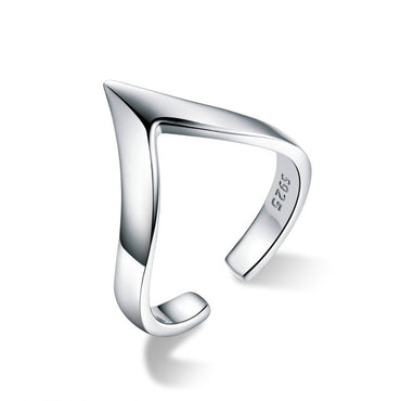BAMOER Authentic 925 Sterling Silver Wave Geometric Love Adjustable Finger Rings for Women Wedding Engagement Jewelry SCR470