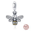 Hot Sale Genuine 100% 925 Sterling Silver Pendant Lucky Charm Family Bee Zircon Beads Fit Original Bracelet Necklace DIY Jewelry