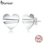 bamoer 925 Sterling Silver Jewelry silver Fold Hearts Stud Earrings for Women Girls Gift Statement Jewelry earring SCE936