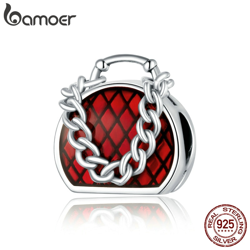 bamoer Charming Handbag Charm for Original Silver Bracelet & Bangle 925 Sterling Silver DIY Jewelry Bracelet make BSC345