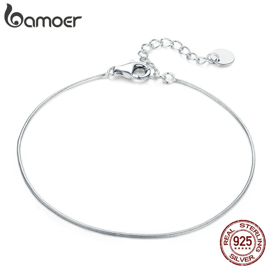 bamoer Snakebone Link Chain Plated Bracelets for Women 925 Sterling Silver Bracelets with Charms Anniversary Gifts SCB153