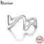 bamoer Ring 925 Sterling Silver Engraved Simple Waves Open Adjustable Finger Rings for Women 2020 silver ring Jewelry SCR673