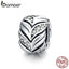 bamoer Genuine 925 Sterling Silver Shining Wheat Ears Original  Charm for Brand Female DIY Bracelet CZ silver Jewelry SCC1614