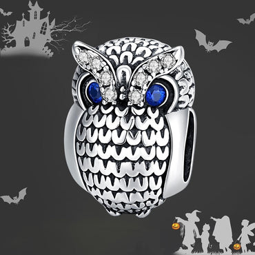 bamoer 925 Sterling Silver Shining Owl silver Original Charm for Brand DIY Jewelry DIY Bracelet Make women Girl gift SCC1607