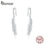 bamoer Genuine 925 Sterling Silver Rainbow Color Light Feather Stud Earrings for Women Fine Jewelry 2020 New Bijoux BSE427