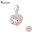 bamoer Real 925 Sterling Silver Puppy with Love Pendant Charm for Original Silver Bracelet or Necklace Fine Jewelry BSC360