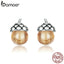 bamoer Stud Earrings for Women 925 Sterling Silver silver Ear Studs Shining Acorns Engagement Statement Jewelry earring SCE935