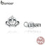 bamoer Simple Crown silver Stud Earrings for Women 925 Sterling Silver Ear Pins Jewelry 2020  New Design Brincos earring SCE934