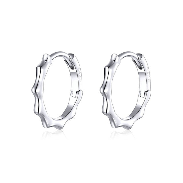 BAMOER Genuine 925 Sterling Silver Round Circle Hoop Earrings for Women Gold Color Earrings Sterling Silver Jewelry Gift SCE498