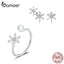 bamoer 925 Sterling Silver Dazzling Snowflake Finger Rings and Earrings Jewelry Sets for Women Wedding Statement Jewelry ZHS214