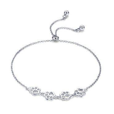 BAMOER New Arrival Genuine 925 Sterling Silver Animal Footprints Chain Bracelets for Women Valentines Day Jewelry Gift SCB096